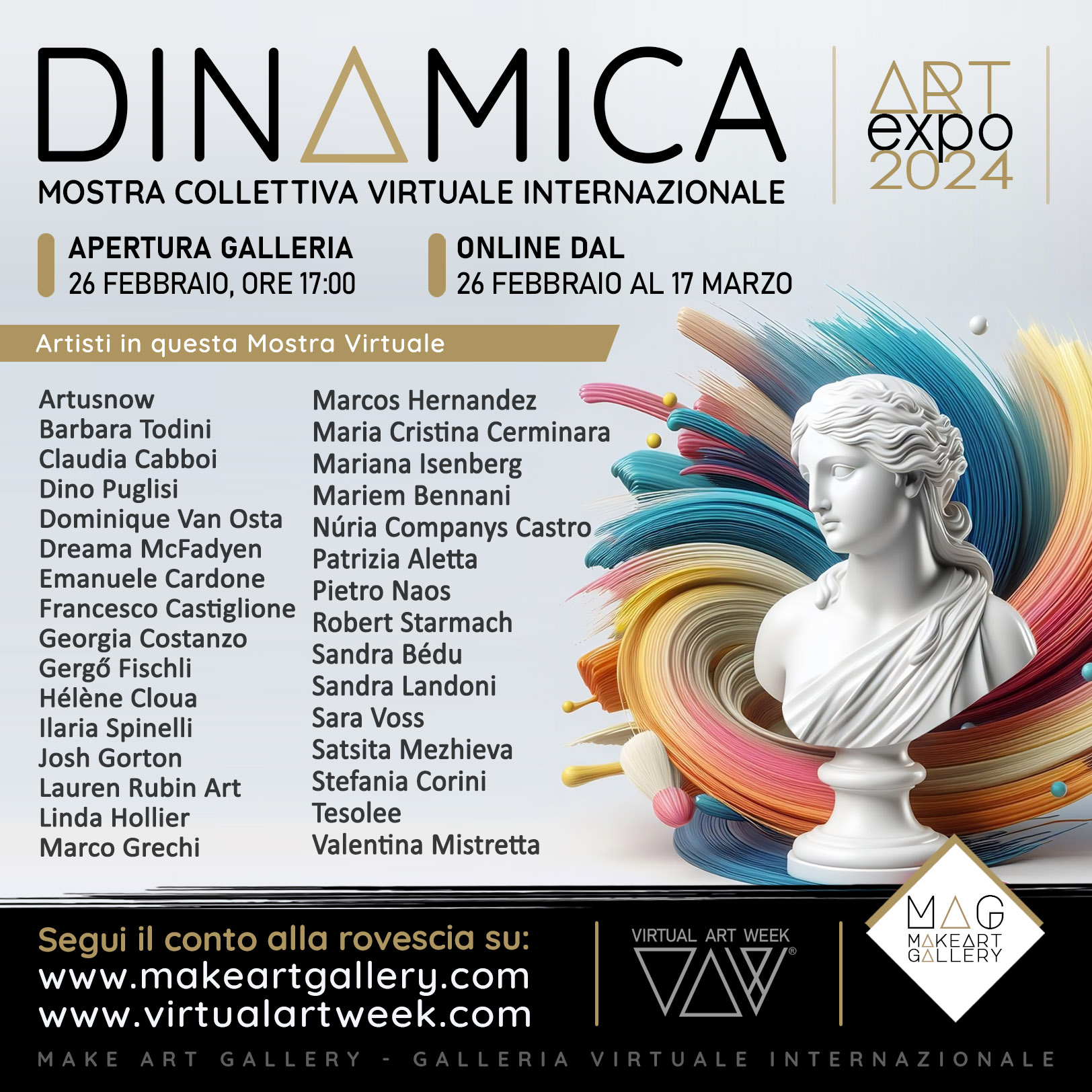 artisti partecipanti alla mosta collettiva virtuale Dinamica Art Expo 2024 - Mostra Internazionale di Artisti Emergenti